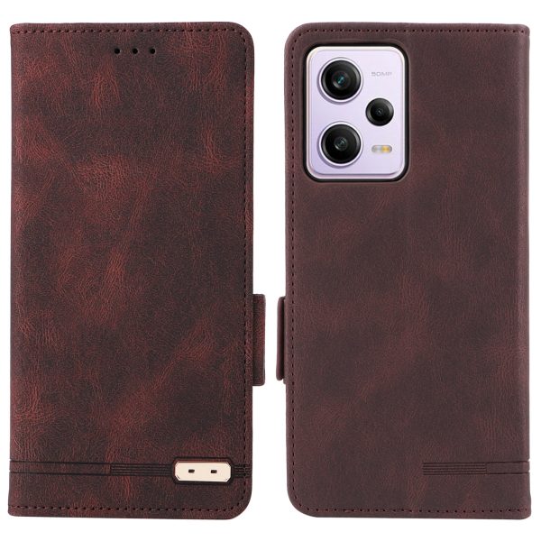 For Xiaomi Redmi Note 12 Pro 5G PU Leather Anti-drop Case Hardware Decor Dual Magnetic Clasp Wallet Stand Phone Cover For Cheap