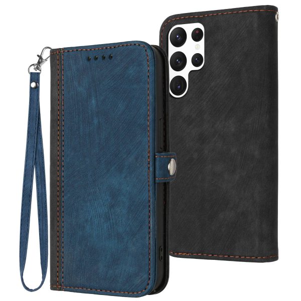 YX0020 For Samsung Galaxy S22 Ultra 5G Phone Case, Horizontal Stand Dual Magnetic Clasp PU Leather Flip Cover Shell with Strap Cheap