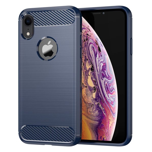 For iPhone XR 6.1 inch Drop Protection Flexible TPU Phone Back Cover Brushed Carbon Fiber Texture Cell Phone Case For Sale