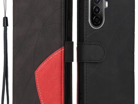 KT Leather Series-1 For Huawei nova Y70 4G   Enjoy 50   nova Y70 Plus 4G Shockproof Dual-color Splicing PU Leather Phone Wallet Case Stand Function Phone Cover with Strap Online Sale