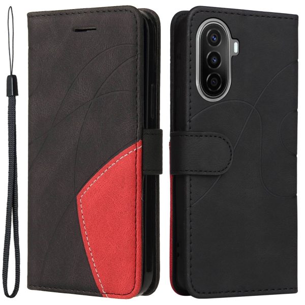 KT Leather Series-1 For Huawei nova Y70 4G   Enjoy 50   nova Y70 Plus 4G Shockproof Dual-color Splicing PU Leather Phone Wallet Case Stand Function Phone Cover with Strap Online Sale