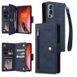 For OnePlus Nord 2 5G Zipper Pocket Design Phone Cover Rivet Buckle PU Leather Phone Case Stand Wallet with Strap Online Sale