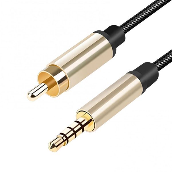 1m Audio Connection Cable 3.5mm AUX Coaxial Male to RCA Male Gold-Plated Connector Cord for TV Speaker Sound Amplifier Online