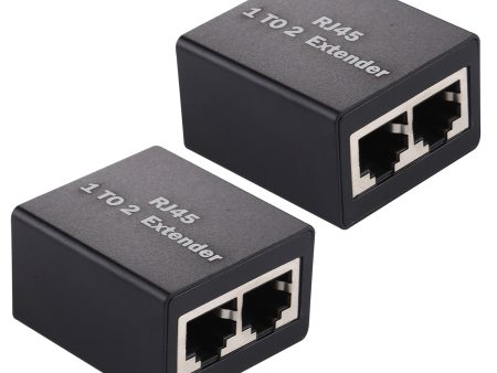 2Pcs   Set 1 to 2 RJ45 Splitter Connector Inline LAN Plugs Ethernet Cable Extender Adapter Supply