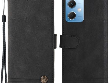 For Xiaomi Redmi Note 12 5G PU Leather Imprinted Lines Phone Case Skin-touch Tree Pattern Metal Button Stand Wallet Folio Cover with Strap Online Sale