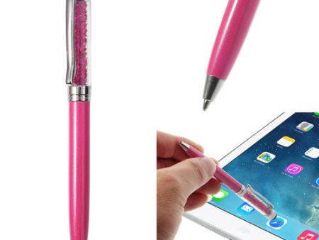 Rose Bling Flowing Crystal Capacitive Touch Stylus & Ballpoint Pen for iPhone iPad Samsung LG Huawei For Sale