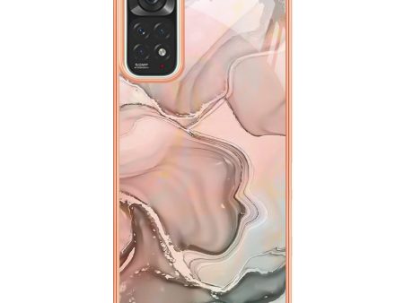 For Xiaomi Redmi Note 11S 4G   Redmi Note 11 4G (Qualcomm) YB IMD Series-16 Style E Marble Pattern Phone Case 2.0mm TPU Electroplating Frame IMD Protective Cover Sale