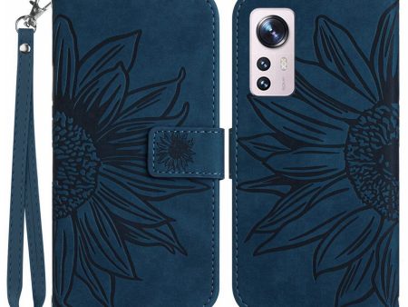 For Xiaomi 12 5G   12X 5G   12S 5G HT04 Imprinted Sunflower PU Leather Flip Case Skin-Touch Magnetic Folio Stand Wallet Phone Cover with Strap For Discount