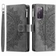 For Samsung Galaxy S20 FE 4G     5G     S20 FE 2022     S20 Lite Zipper Pocket Phone Case, Anti-fall Mandala Flower Imprinted PU Leather Stand Cover Multiple Card Slots Wallet on Sale