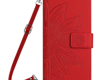 For Xiaomi Poco C40 4G HT04 Skin-touch Sunflower Imprinted PU Leather Foldable Stand Case Full Protection Phone Wallet Cover with Shoulder Strap Discount