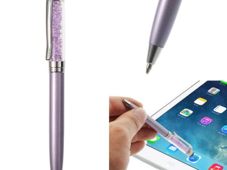 Purple Bling Rhinestone Capacitive Touch Stylus & Ballpoint Pen for iPhone iPad Samsung Sony HTC For Cheap