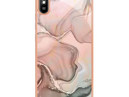 YB IMD Series-16 Marble Pattern Phone Case for Xiaomi Redmi 9A, Style E IMD Electroplated Frame 2.0mm TPU Drop Protection Back Cover For Sale