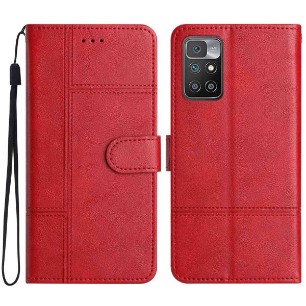 For Xiaomi Redmi 10 2022 4G Cowhide Texture Business Style PU Leather Flip Cover Wallet Stand Anti-scratch Phone Case For Sale