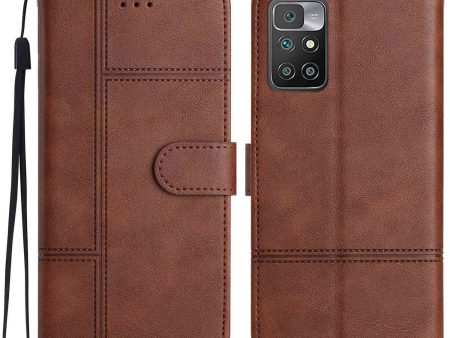 For Xiaomi Redmi 10 2022 4G Cowhide Texture Business Style PU Leather Flip Cover Wallet Stand Anti-scratch Phone Case For Sale