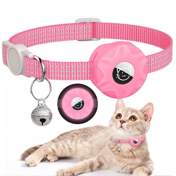 Compatible with AirTag Silicone Case Reflective Pet Collar Bluetooth Tracker Protective Cover with Bell For Discount