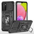 For Samsung Galaxy A03s (166.5 x 75.98 x 9.14mm) Armor Series Bump Proof Hybrid Hard PC Soft TPU Shockproof Case Ring Car Mount Kickstand Back Shell with Camera Cover Fashion