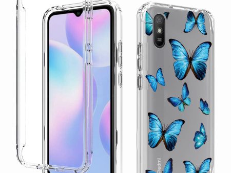 For Xiaomi Redmi 9A Transparent Pattern Printing Phone Case PC Frame + TPU Cover 2-in-1 Scratch-resistant Back Cover For Sale