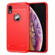 For iPhone XR 6.1 inch Drop Protection Flexible TPU Phone Back Cover Brushed Carbon Fiber Texture Cell Phone Case For Sale