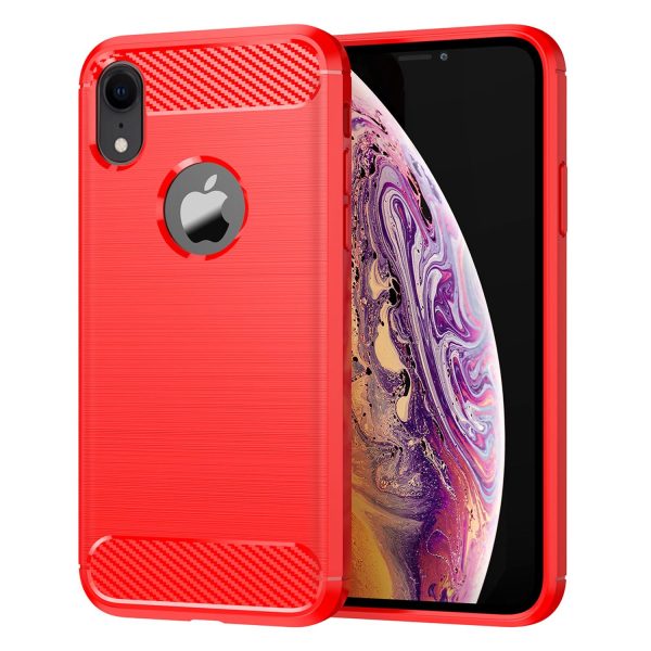 For iPhone XR 6.1 inch Drop Protection Flexible TPU Phone Back Cover Brushed Carbon Fiber Texture Cell Phone Case For Sale