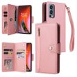 For OnePlus Nord 2 5G Zipper Pocket Design Phone Cover Rivet Buckle PU Leather Phone Case Stand Wallet with Strap Online Sale