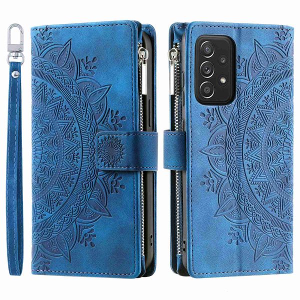 Zipper Pocket Wallet Case for Samsung Galaxy A52 4G   5G   A52s 5G, Collision-proof Mandala Flower Imprinted PU Leather Stand Cover with Multiple Card Slots Cheap