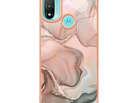 YB IMD Series-16 for Motorola Moto E20   E30   E40 Style E Marble Pattern IMD Phone Case Electroplating Frame 2.0mm TPU Anti-Scratch Shockproof Cover Online