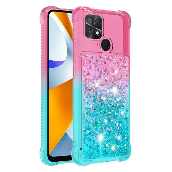 YB Quicksand Series-3 for Xiaomi Poco C40 4G Soft TPU Back Cover Gradient Quicksand Liquid Flowing Sparkle Phone Case For Sale