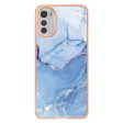 Anti-drop Marble Pattern Phone Case For Motorola Moto E32 4G YB IMD Series-16, Style E Electroplating Frame 2.0mm TPU IMD Protective Phone Cover Online now