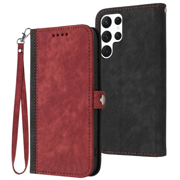 YX0020 For Samsung Galaxy S22 Ultra 5G Phone Case, Horizontal Stand Dual Magnetic Clasp PU Leather Flip Cover Shell with Strap Cheap