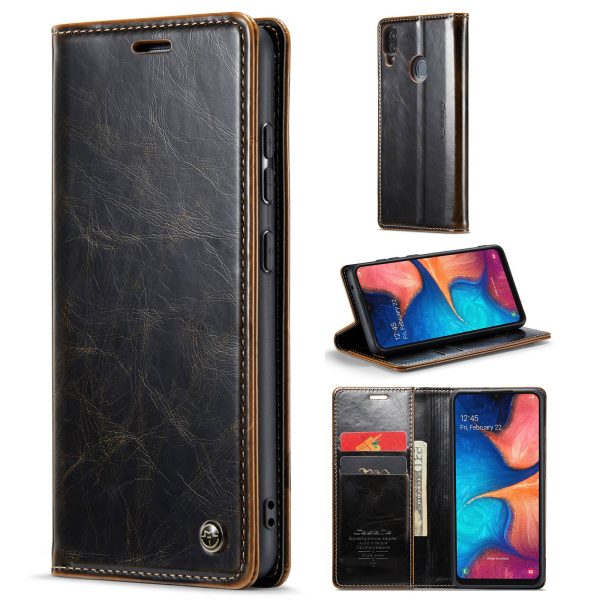 CASEME 003 Series For Samsung Galaxy A20   A30   M10s Magnetic Adsorption PU Leather Full Coverage Wallet Case Waxy Texture Phone Stand Cover Online Hot Sale