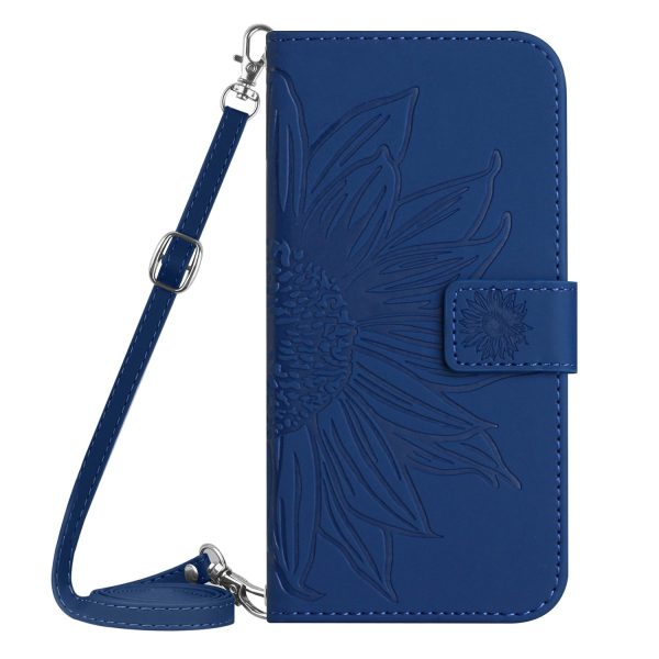 For Xiaomi Poco C40 4G HT04 Skin-touch Sunflower Imprinted PU Leather Foldable Stand Case Full Protection Phone Wallet Cover with Shoulder Strap Discount