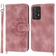 Skin-touch Imprinted Flowers Multiple Card Slots Leather Case for Samsung Galaxy A73 5G, Stand Wallet Phone Cover with Wrist Strap and Shoulder Strap Online