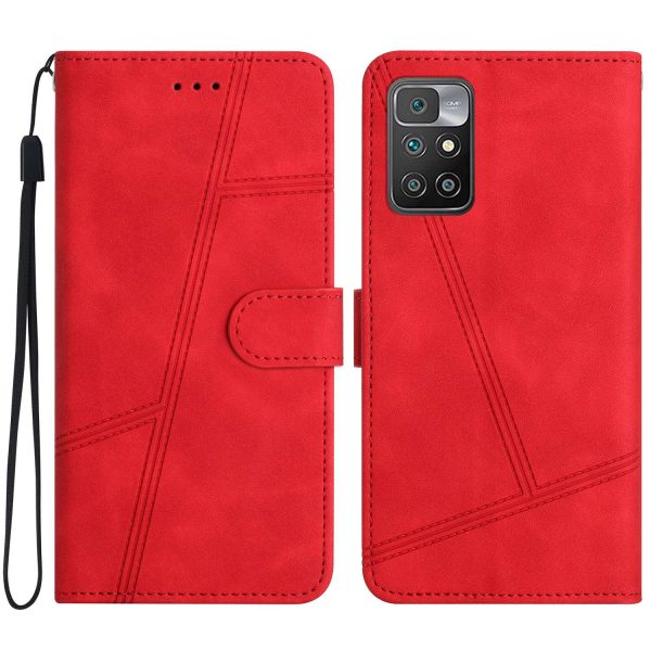 For Xiaomi Redmi Note 11 4G (MediaTek)   10 4G (2021)   10 2022 4G   10 Prime Lines Imprinted Protective Case Retro Skin-touch PU Leather Phone Stand Wallet Cover Supply