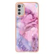 Anti-drop Marble Pattern Phone Case For Motorola Moto E32 4G YB IMD Series-16, Style E Electroplating Frame 2.0mm TPU IMD Protective Phone Cover Online now