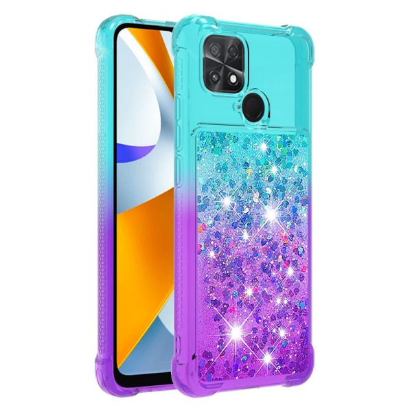 YB Quicksand Series-3 for Xiaomi Poco C40 4G Soft TPU Back Cover Gradient Quicksand Liquid Flowing Sparkle Phone Case For Sale