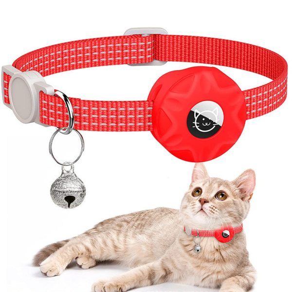 Compatible with AirTag Silicone Case Reflective Pet Collar Bluetooth Tracker Protective Cover with Bell For Discount