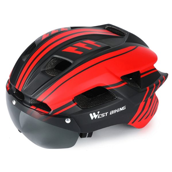 WEST BIKING YP0708094 Magnetic Goggles Helmet Integrated Bike Helmet Lightweight Cycling Helmet Men Women Bicycle Safety Gear for Mountain Bicycle Road Bike Discount