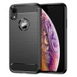 For iPhone XR 6.1 inch Drop Protection Flexible TPU Phone Back Cover Brushed Carbon Fiber Texture Cell Phone Case For Sale