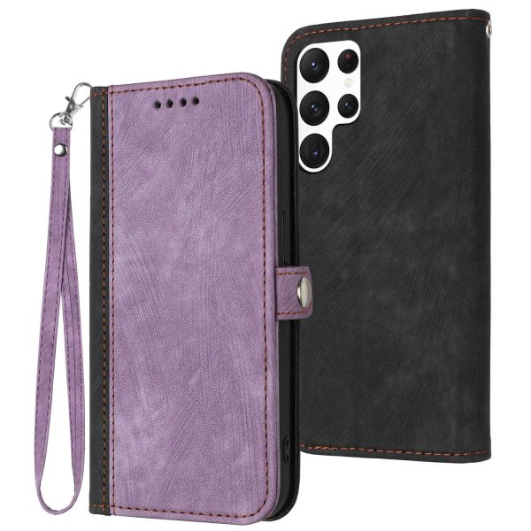 YX0020 For Samsung Galaxy S22 Ultra 5G Phone Case, Horizontal Stand Dual Magnetic Clasp PU Leather Flip Cover Shell with Strap Cheap