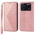 For Xiaomi Poco X4 Pro 5G Imprinted Rhombus Pattern Phone Stand Case Calf Texture PU Leather Wallet Magnetic Closure Cover with Strap Cheap