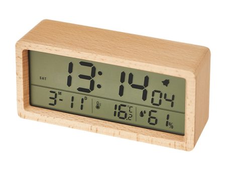 1906 Temperature and Humidity Luminous Alarm Clock Large LCD Screen Bedside Clock Creative Wooden Alarm Clock Supply