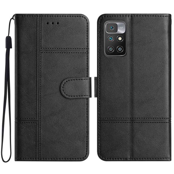 For Xiaomi Redmi 10 2022 4G Cowhide Texture Business Style PU Leather Flip Cover Wallet Stand Anti-scratch Phone Case For Sale