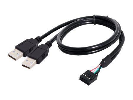 U2-128 50cm Motherboard 9Pin Female Housing to Dual USB 2.0 Male Type-A Cable Online now