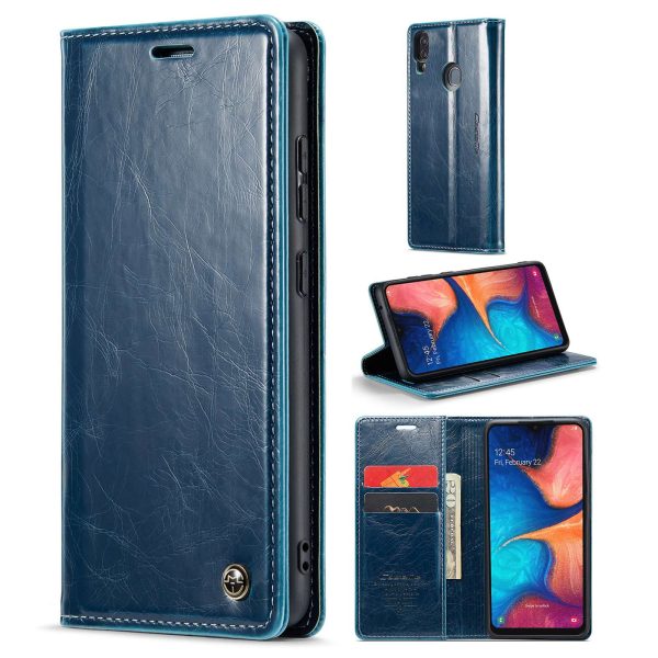 CASEME 003 Series For Samsung Galaxy A20   A30   M10s Magnetic Adsorption PU Leather Full Coverage Wallet Case Waxy Texture Phone Stand Cover Online Hot Sale