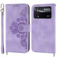 PU Leather Flip Phone Case For Xiaomi Poco X4 Pro 5G, Imprinted Flowers Multiple Card Slots Skin-touch Anti-drop Smartphone Cover Wallet Stand with Straps Cheap