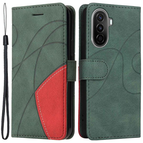 KT Leather Series-1 For Huawei nova Y70 4G   Enjoy 50   nova Y70 Plus 4G Shockproof Dual-color Splicing PU Leather Phone Wallet Case Stand Function Phone Cover with Strap Online Sale