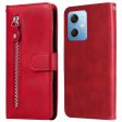 Calf Texture Phone Case for Xiaomi Redmi Note 12 5G, Book Style PU Leather Zipper Pocket Flip Wallet Cover with Stand Online Sale