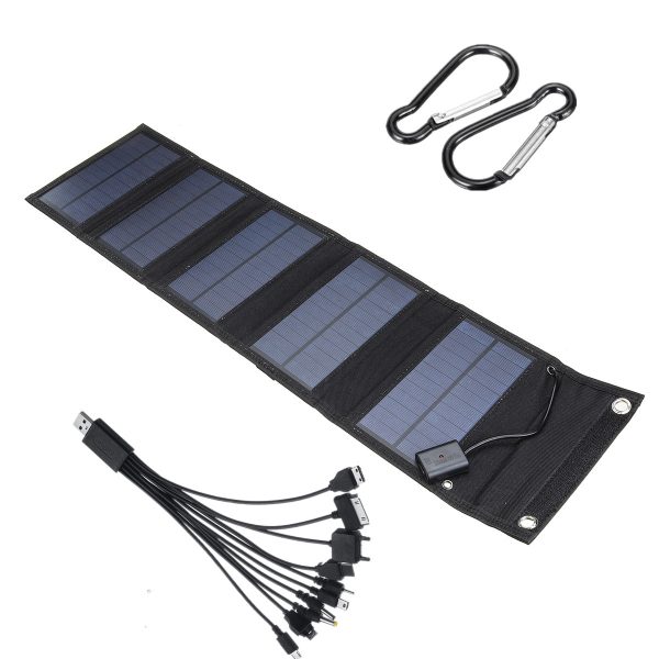 Monocrystalline Foldable Solar Panel Portable Outdoor Power Generator with Carabiner and Cable Fashion