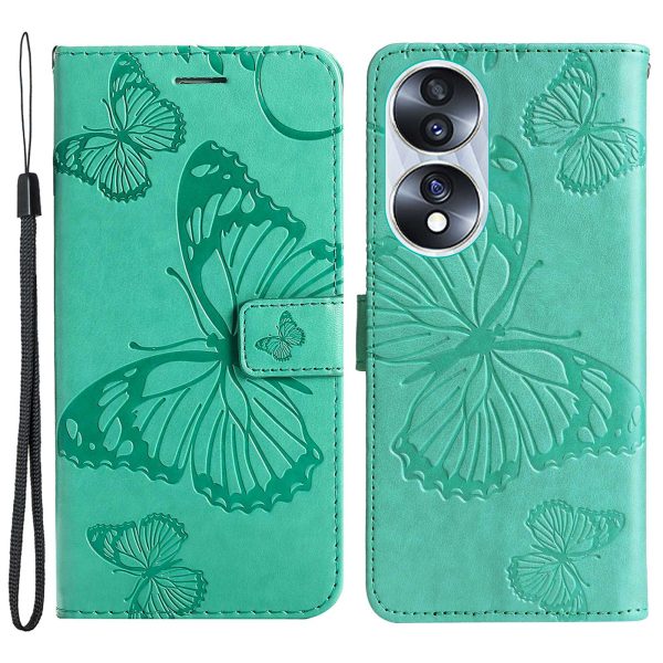 KT Imprinting Flower Series-2 for Honor 70 5G Magnetic Clasp PU Leather Mobile Phone Case Imprinted Butterfly Pattern Stand Wallet Cover Discount