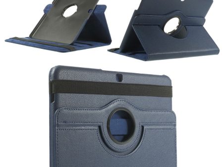 Deep Blue for Samsung Galaxy Tab 4 10.1 T530 Litchi Leather Cover w  360 Degree Rotary Stand Hot on Sale